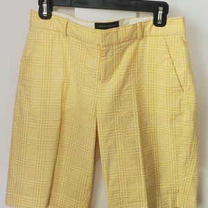 Banana Republic Yellow Cotton Seersucker Bermuda Shorts size 2